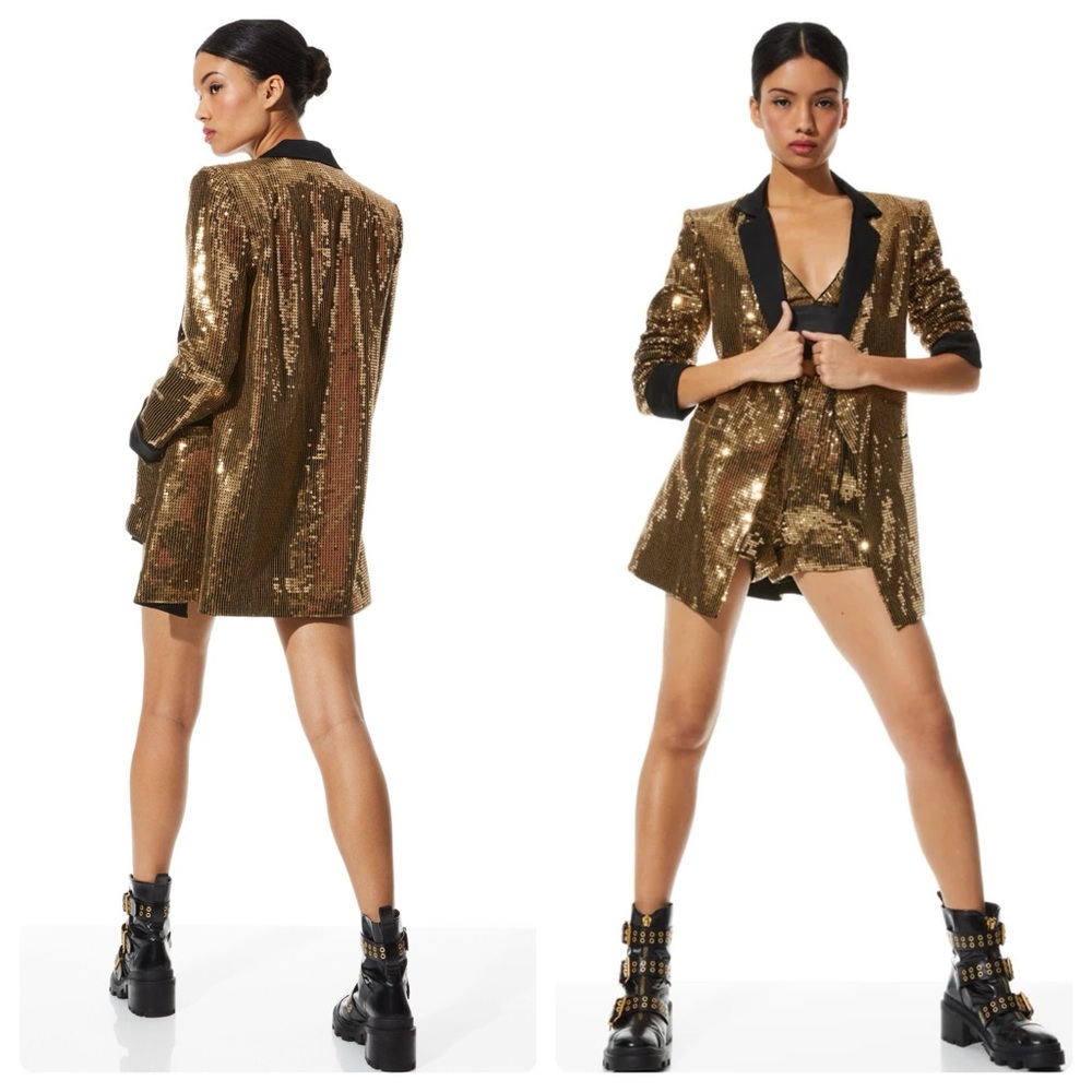 ALICE + OLIVIA Kylie Shawl Collar Sequin Jacket - Picture 4 of 15